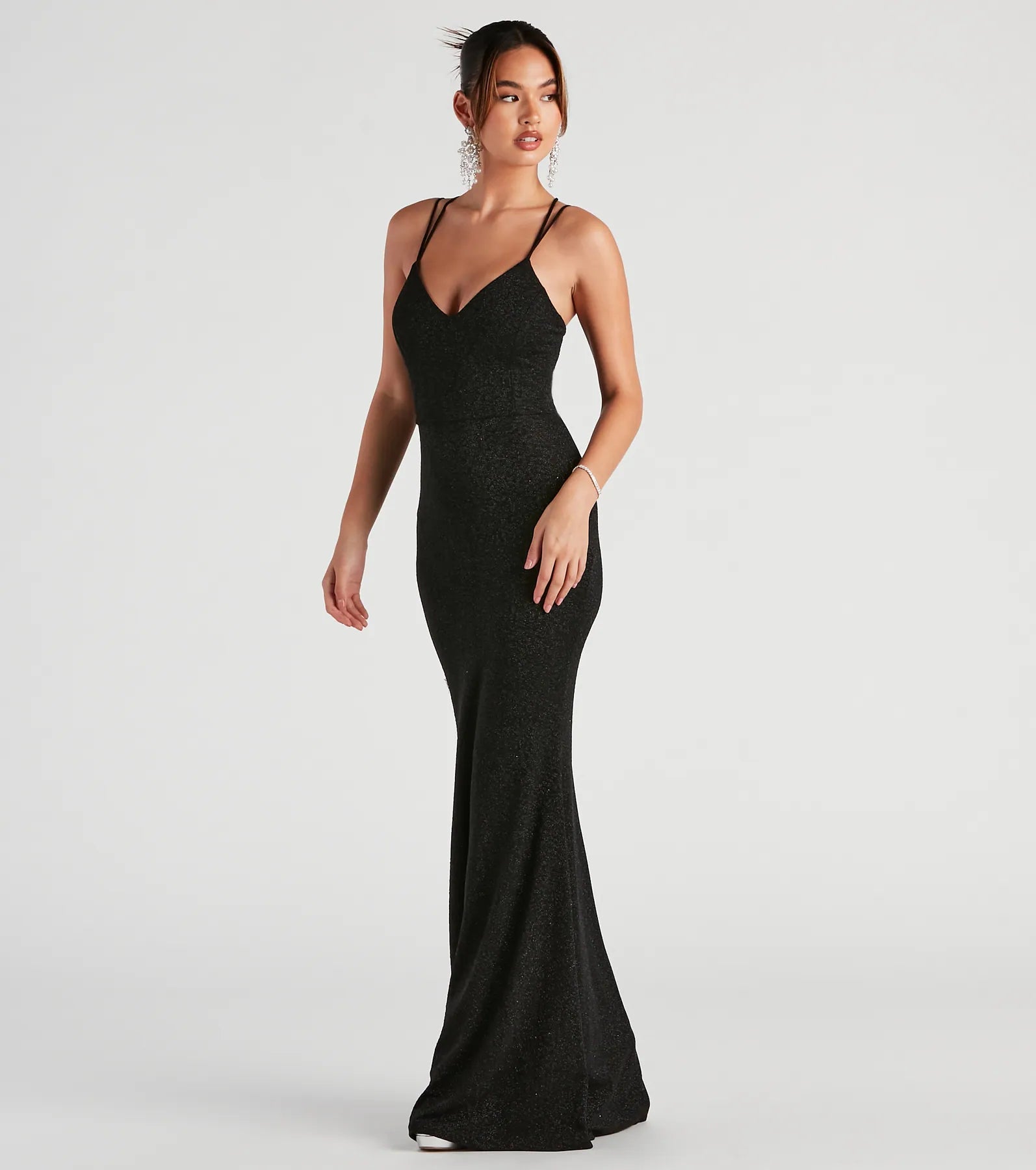 Rachel Formal Glitter Lace-Up Dress