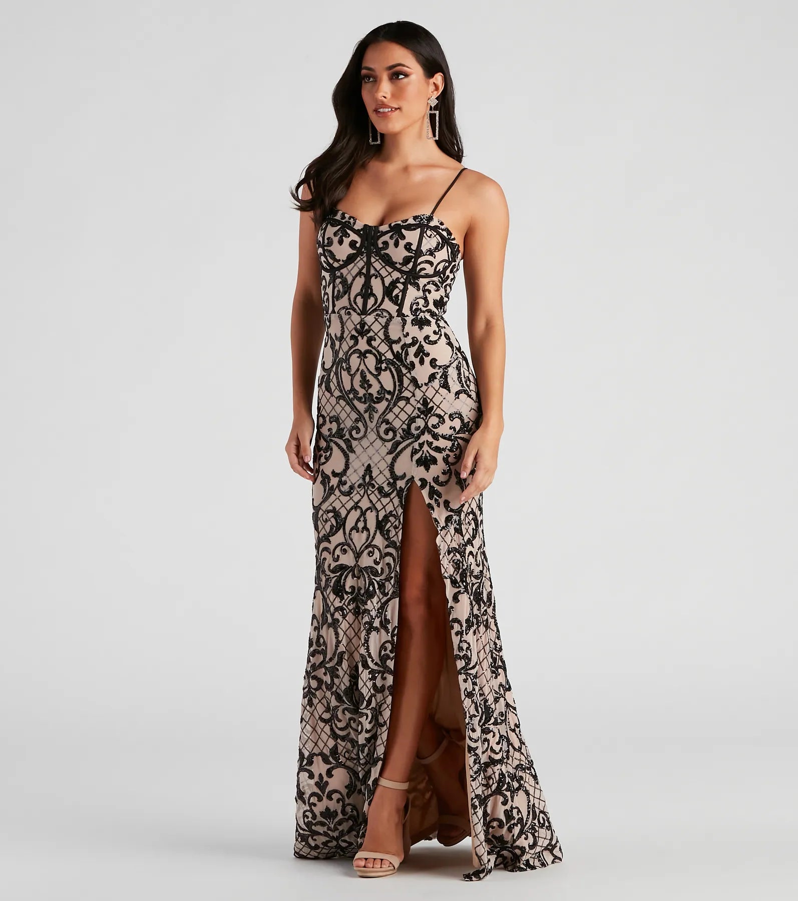 JoJo Sequin Bustier Formal Dress