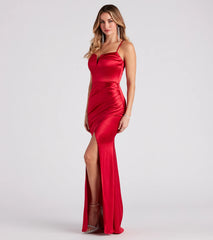 Katelyn Ruched Satin Mermaid Dress