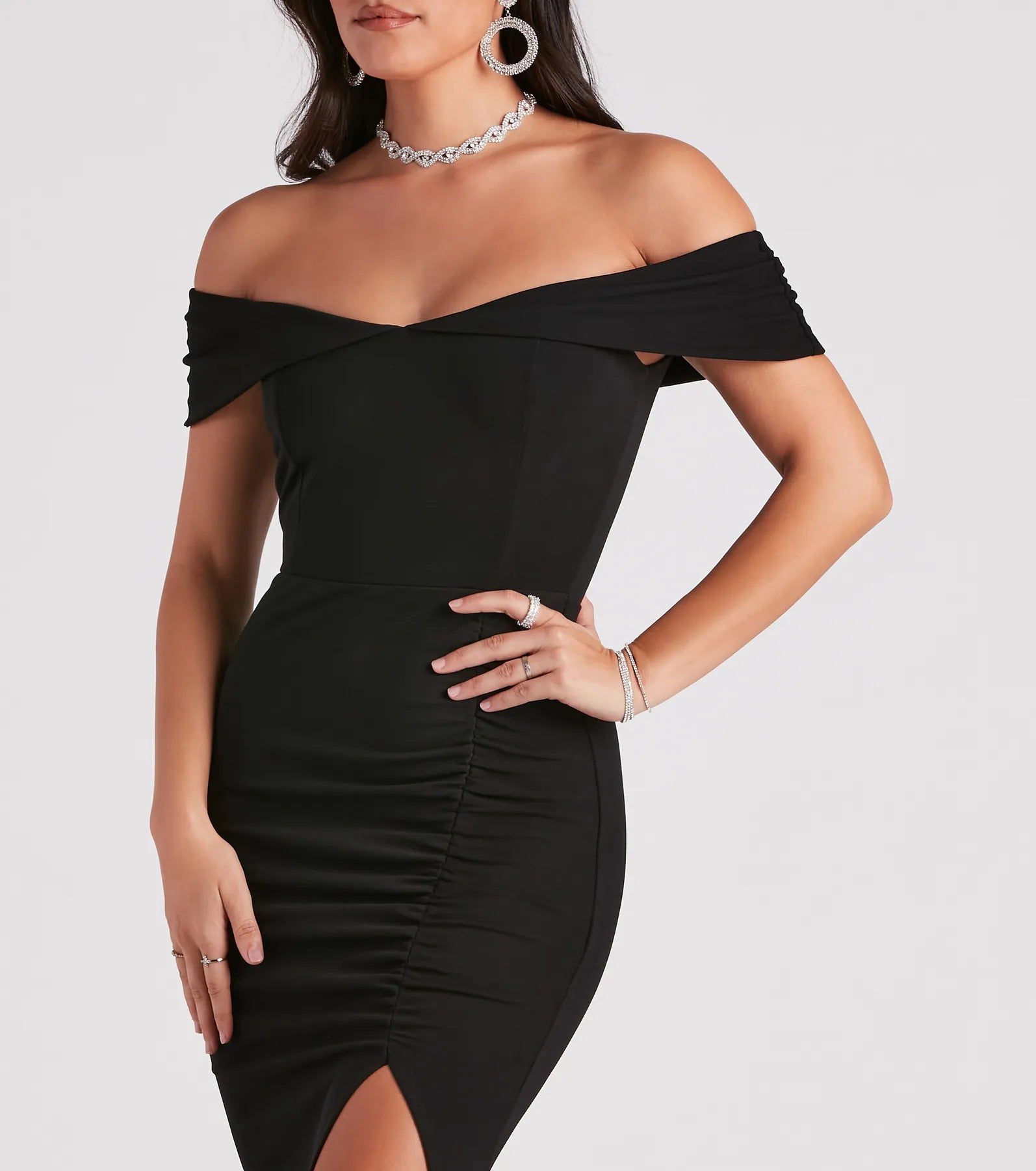 Samantha Formal Crepe Slit Dress