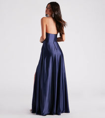Briana Formal Satin Strapless A-Line Dress