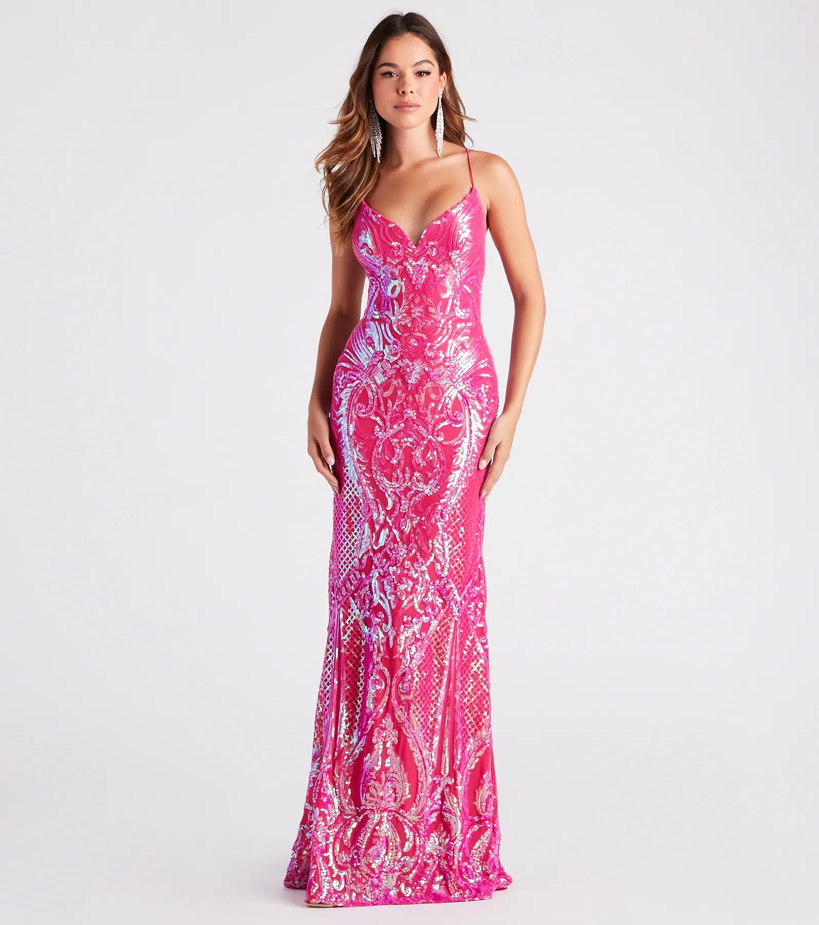 Camren Formal Sequin Strappy Mermaid Dress