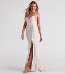 Cora Lace V-Neck Mermaid Formal Dress