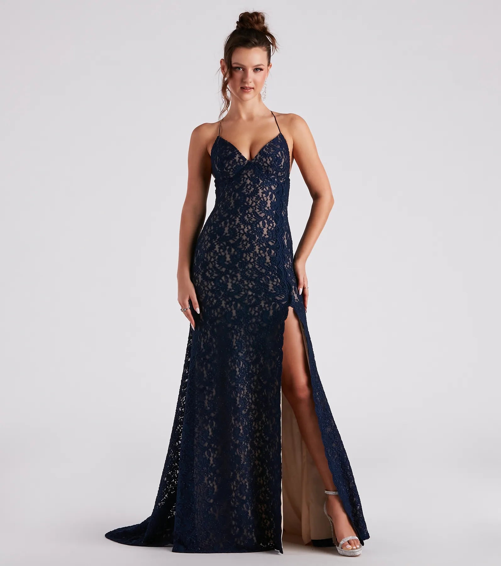 Cora Lace V-Neck Mermaid Formal Dress