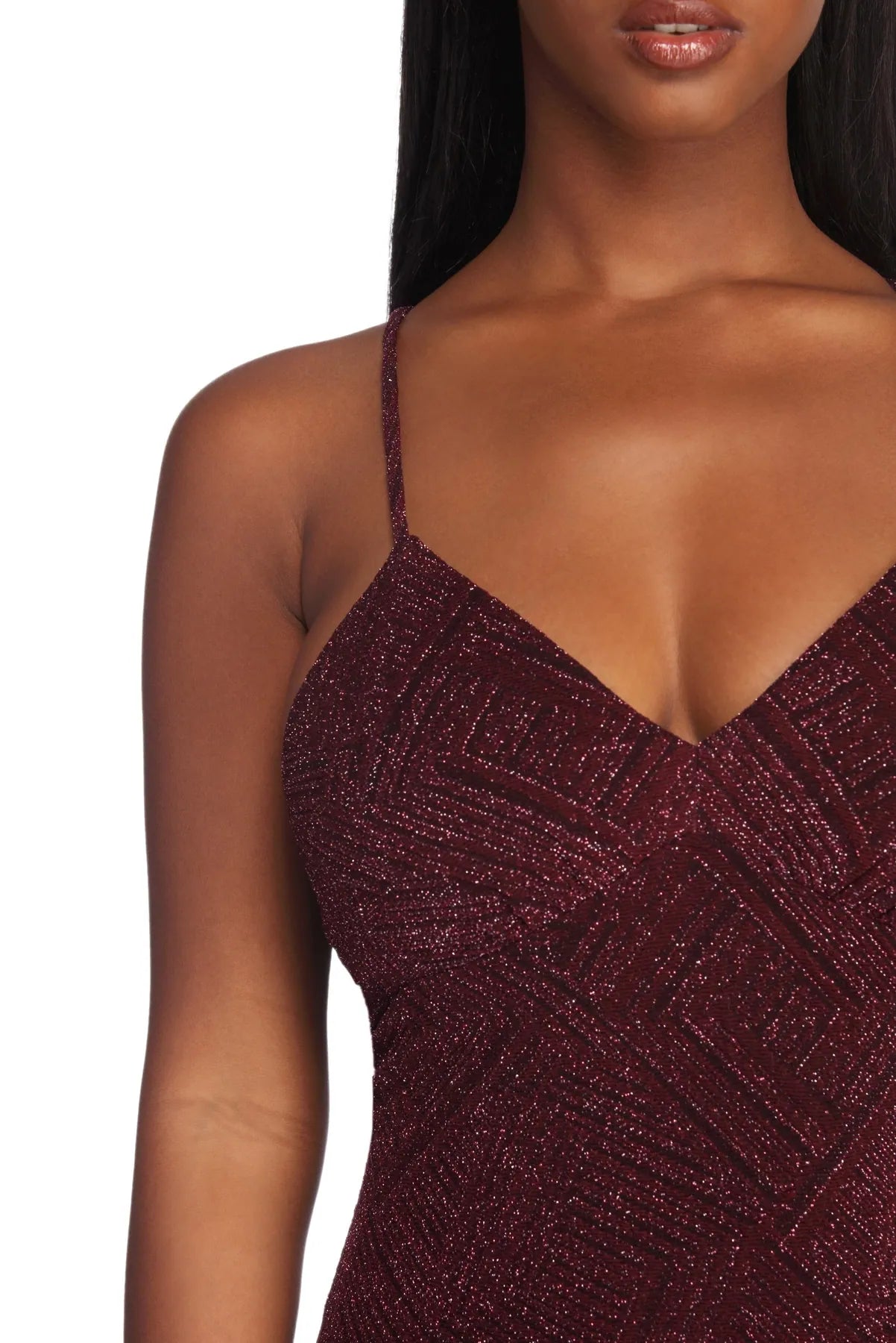 Ryleigh Formal High Slit Lurex Dress