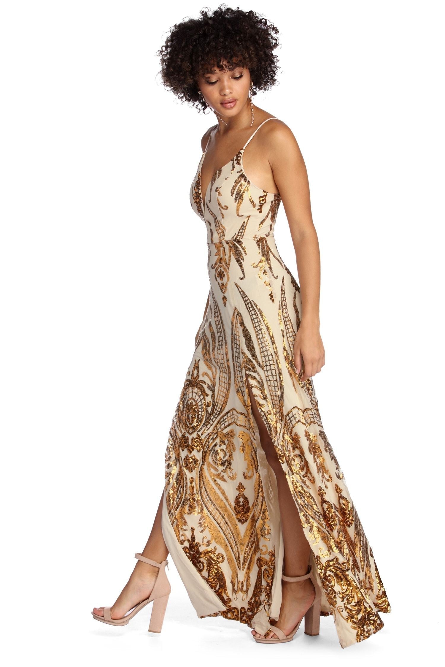 Nia Sequin Scroll Dress
