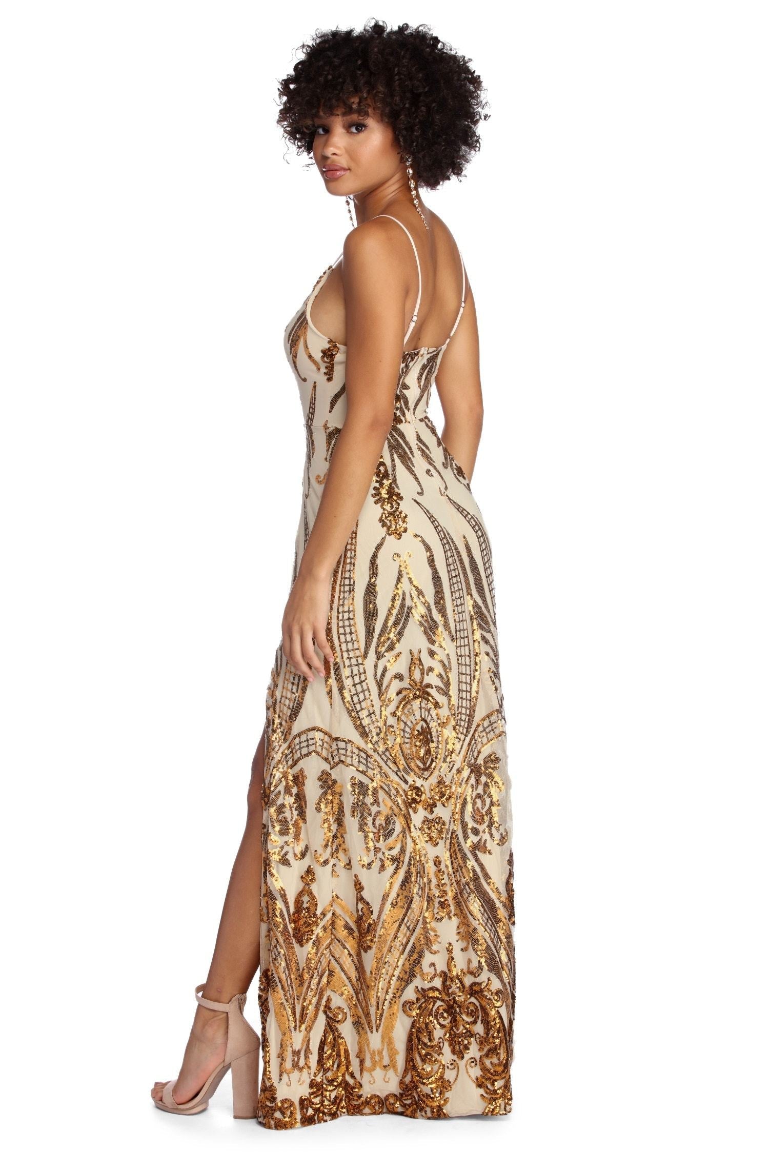 Nia Sequin Scroll Dress