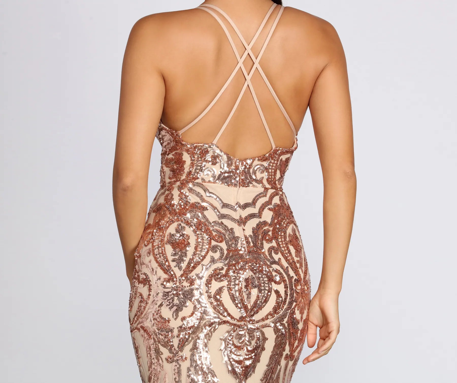 Julieanne Formal Sequin Scroll Dress