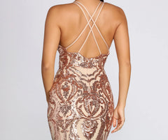 Julieanne Formal Sequin Scroll Dress