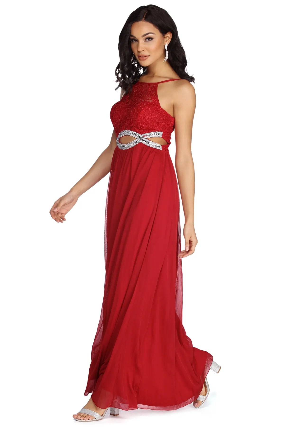 Anya Formal Lace And Gemstone Dress