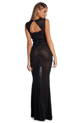 Kassandra Formal Ruched Mesh Dress