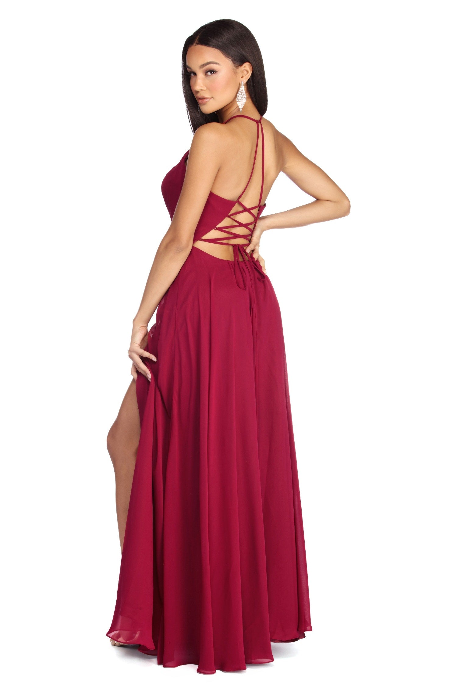 Julia Formal Chiffon Lace Up Dress