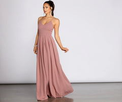 Marlowe Formal Long Pleated Dress