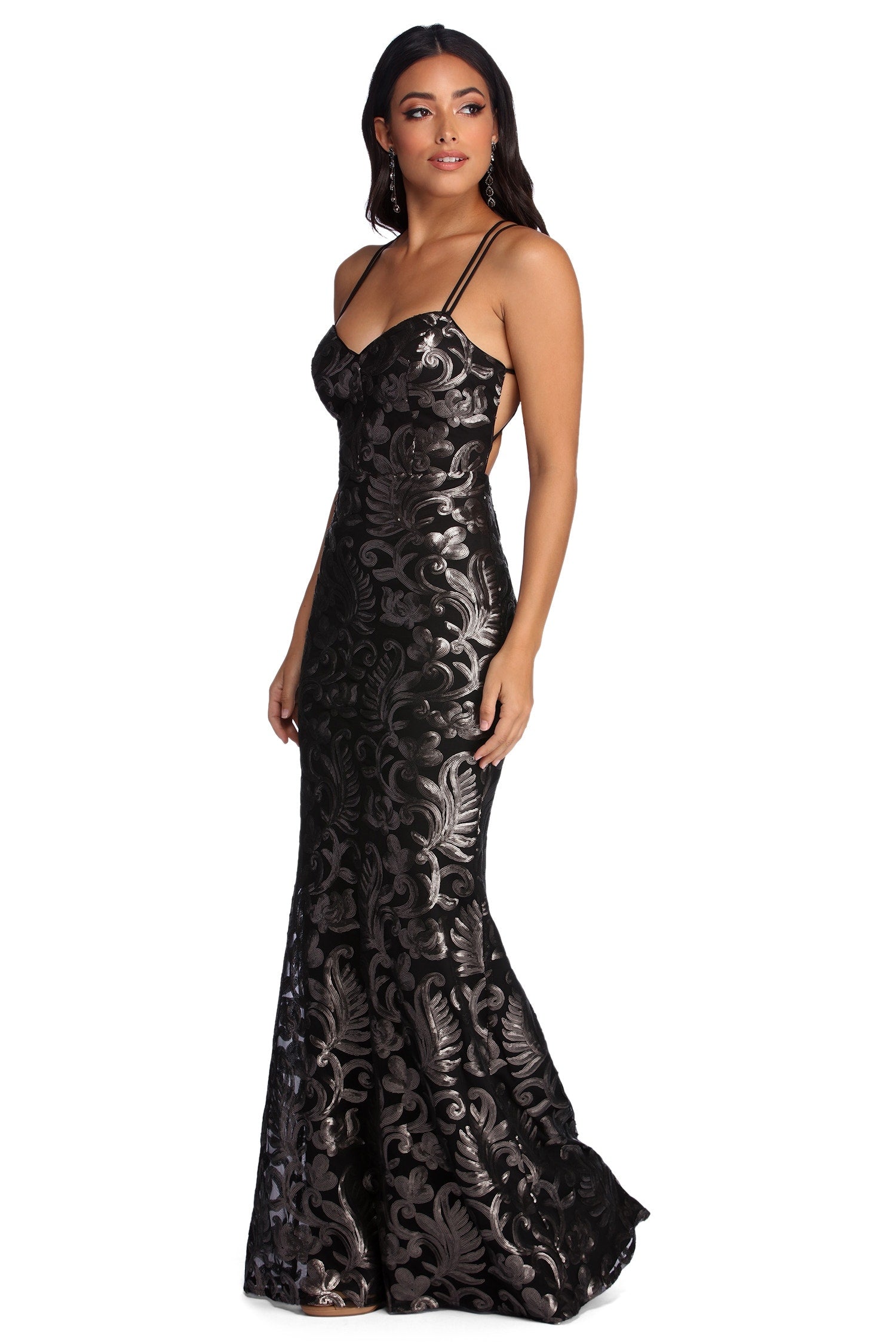 Lilia Multi Strap Sequin Formal Dress