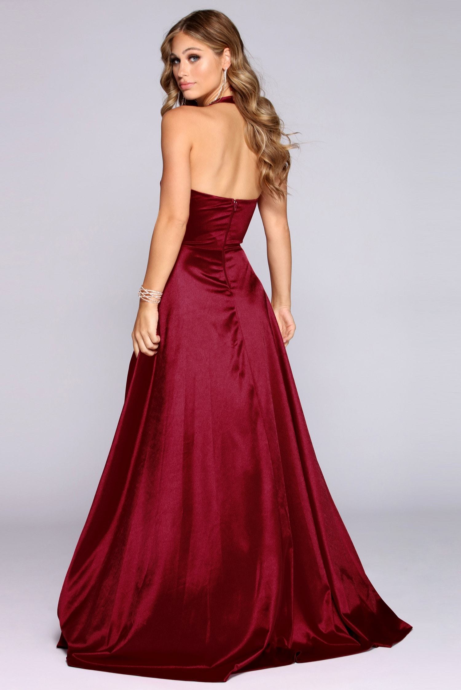 Diana Formal Satin Halter Dress