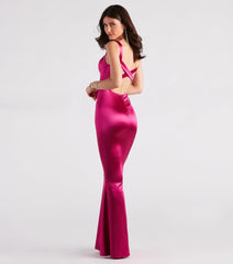Maddy Formal Satin Cross-Back Mermaid Dress