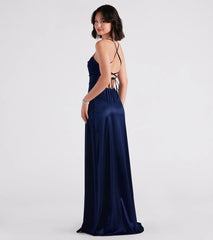 Sutton High Slit Satin Formal Dress