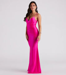 Keyla Satin Wrap A-Line Formal Dress