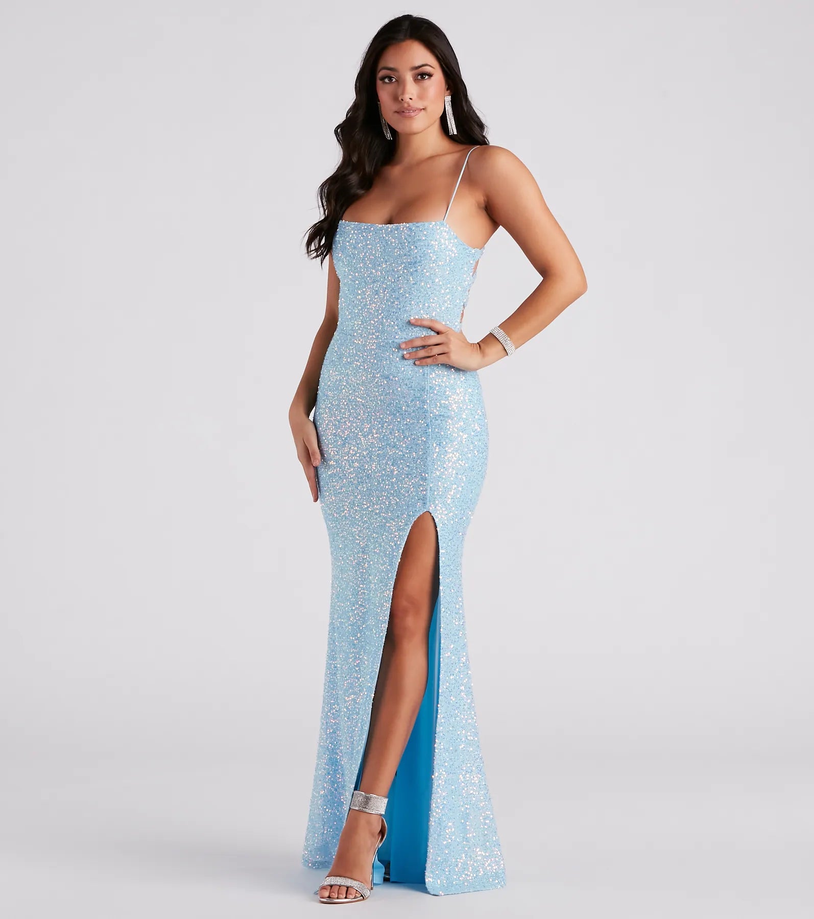 Jackie Formal Sequin Open Back Dress