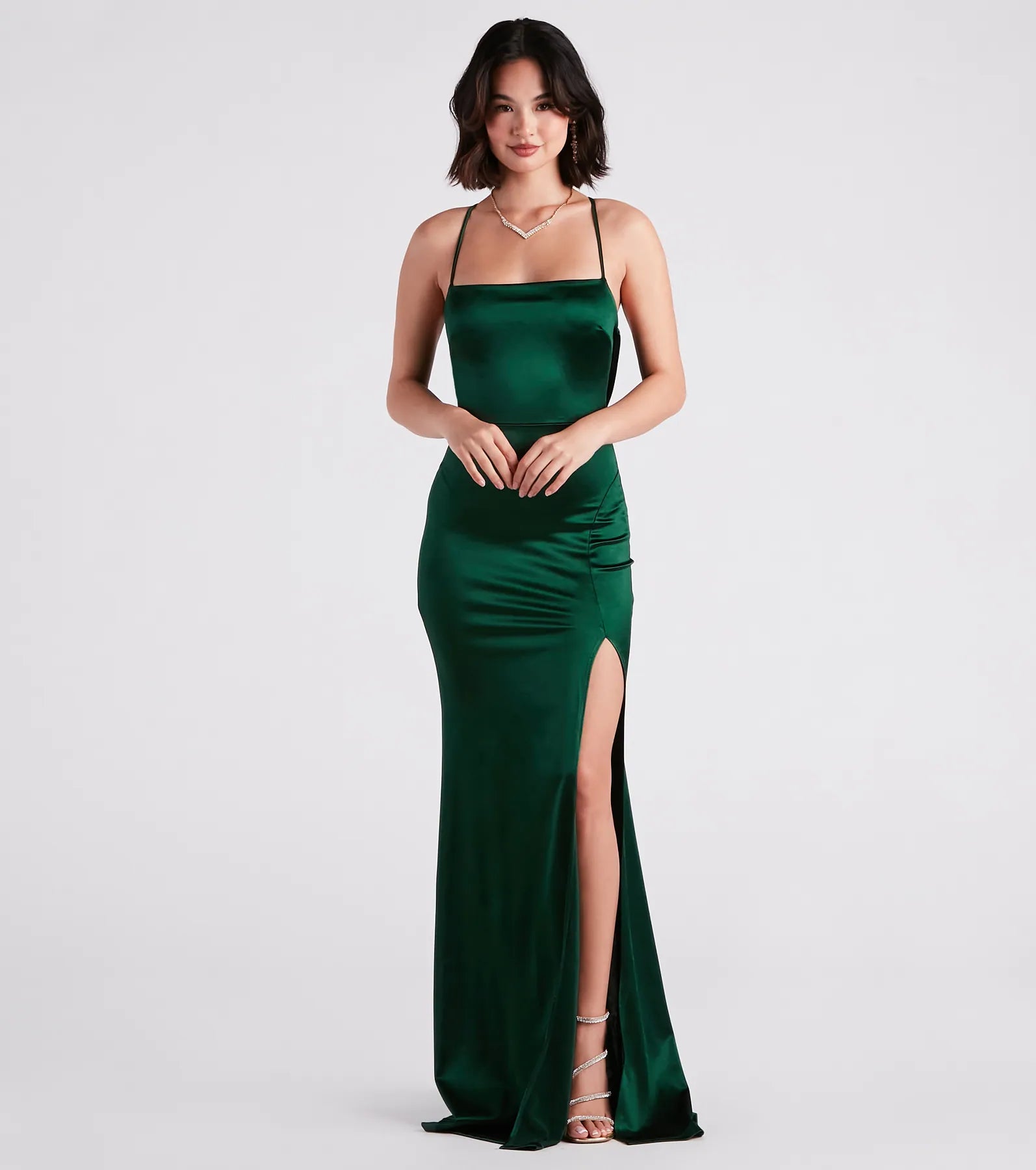 Ilya Satin Backless Mermaid Dress