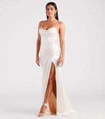 Melinda Satin Lace-Up Formal Dress