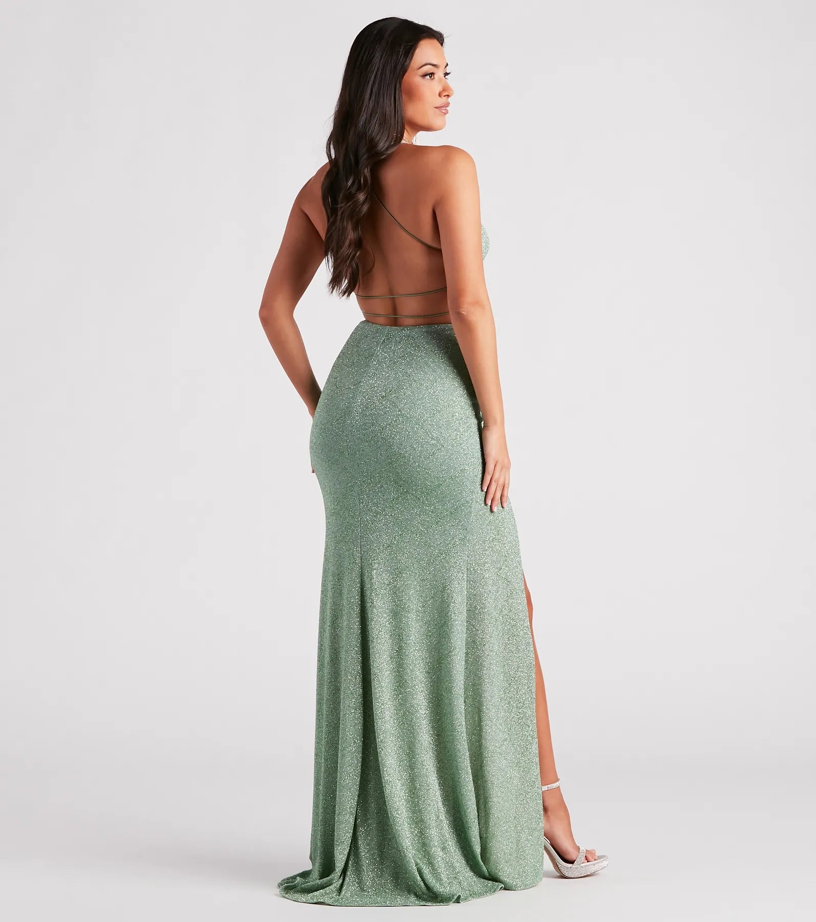 Raina Glitter Knit High Slit Mermaid Dress