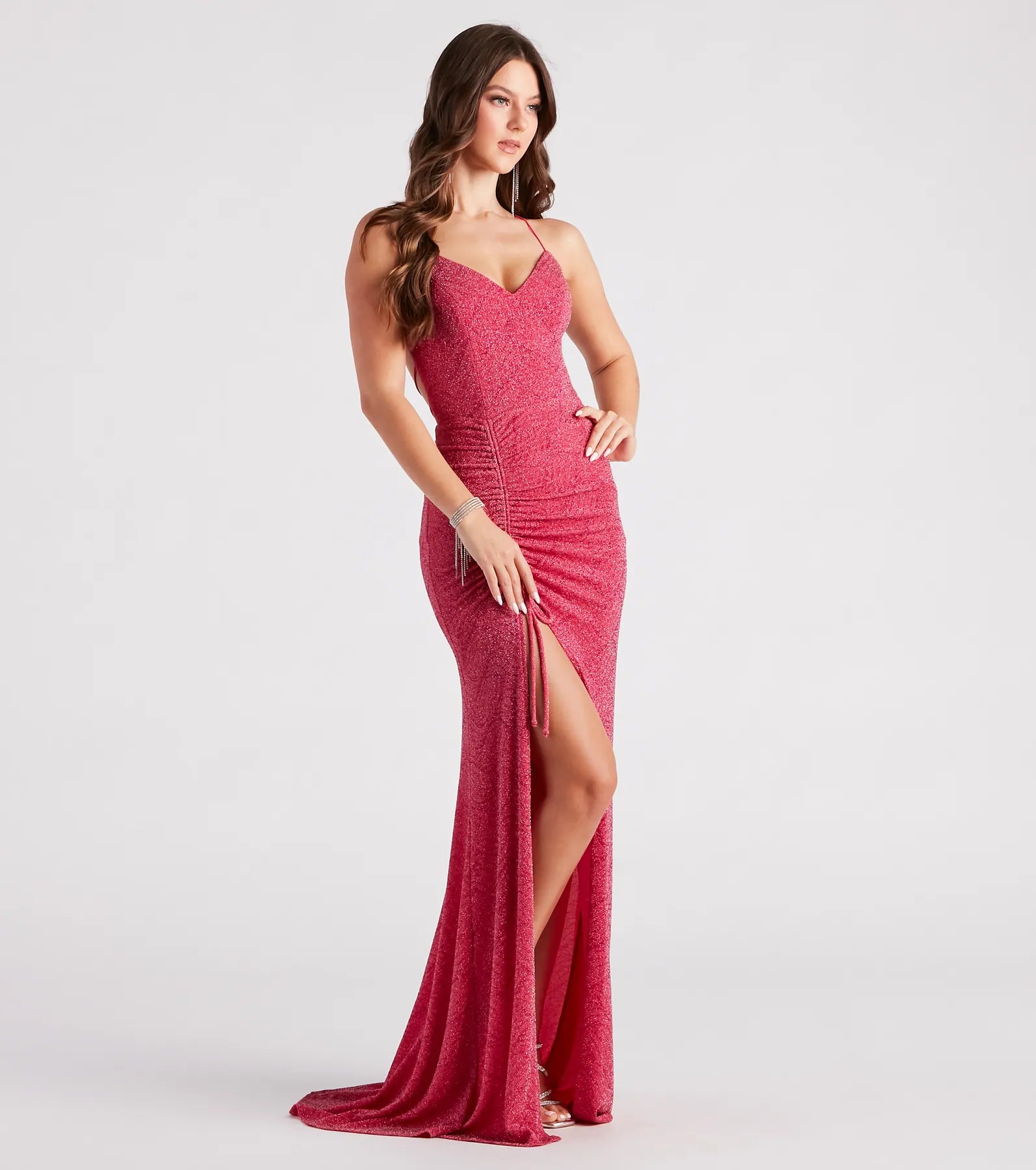 Raina Glitter Knit High Slit Mermaid Dress