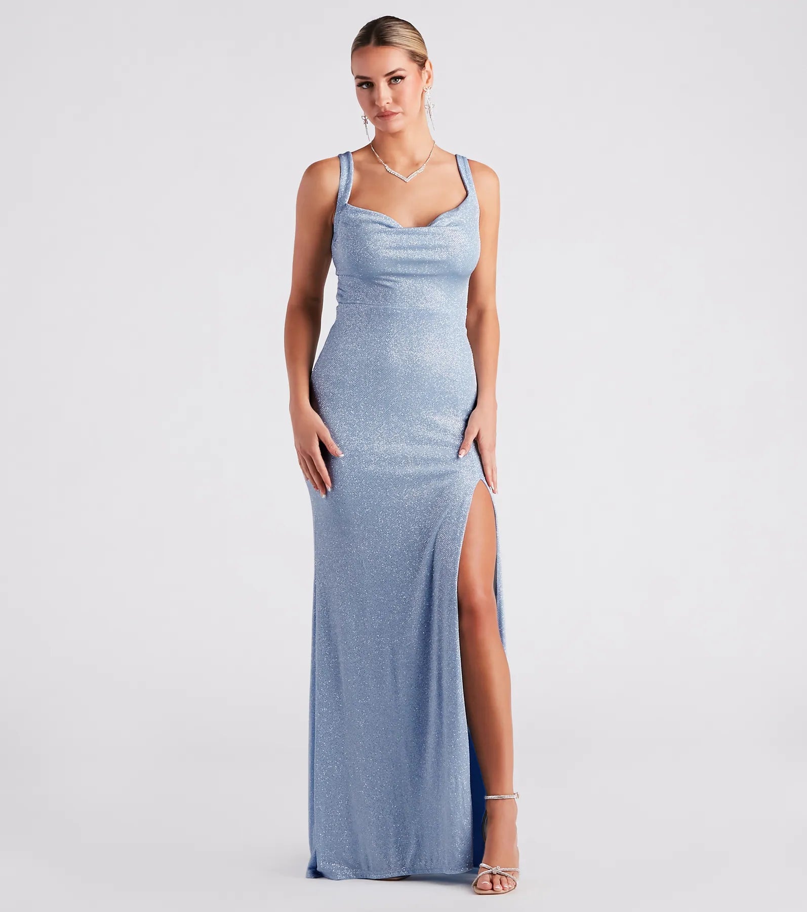 Taryn Glitter Knit A-Line Formal Dress