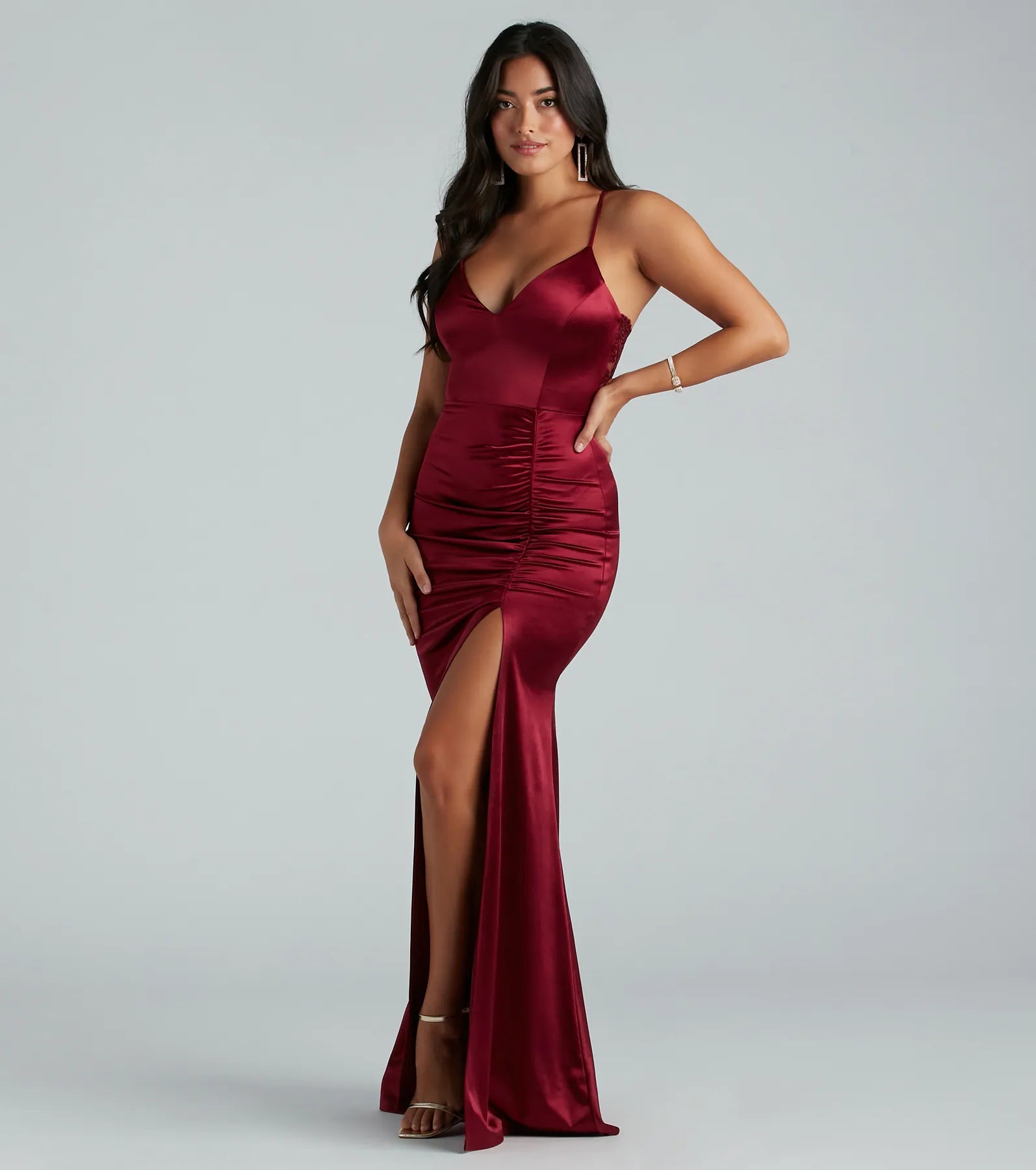 Abigail Ruched Satin Mermaid Dress
