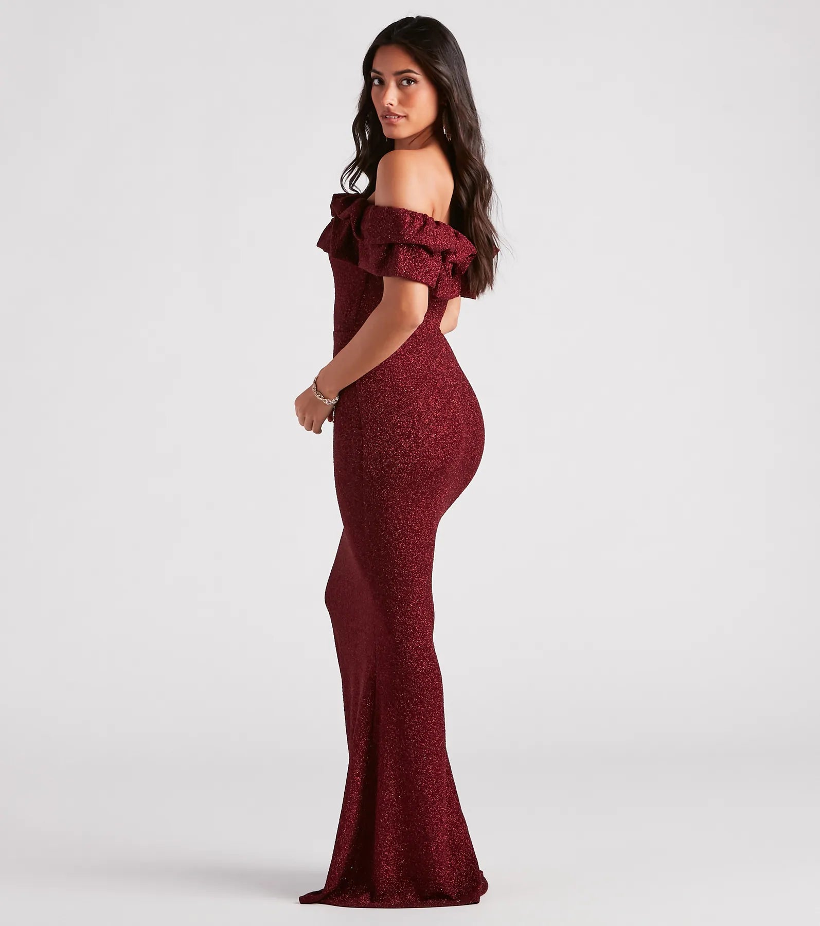 Halsey Formal Glitter Ruffled Mermaid Dress