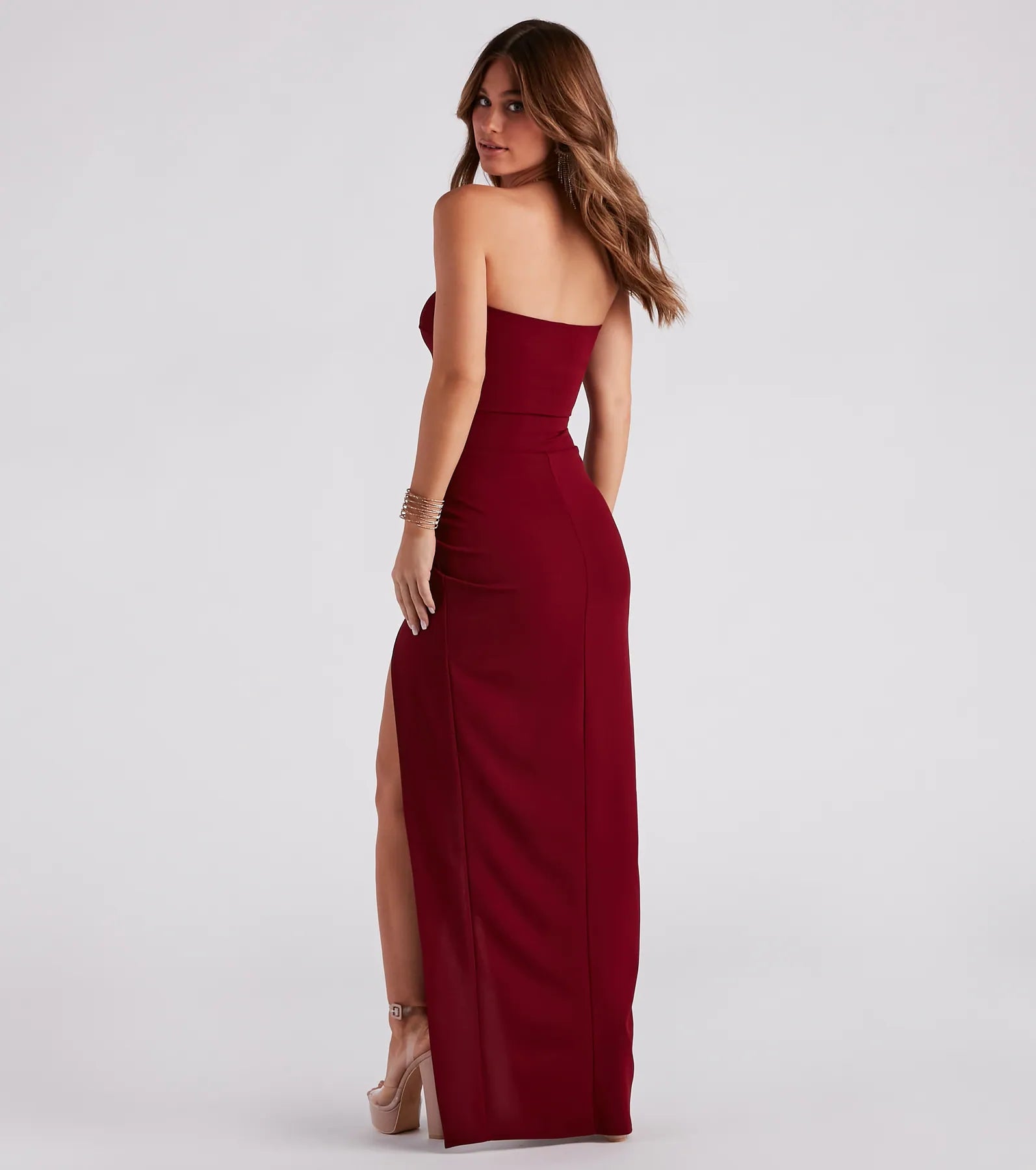 Whittney Strapless High Slit Formal Dress