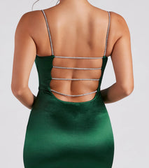 Annaliese Formal Satin Rhinestone Mermaid Dress