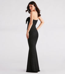 Alissa Bow-Front Glitter Knit Mermaid Dress