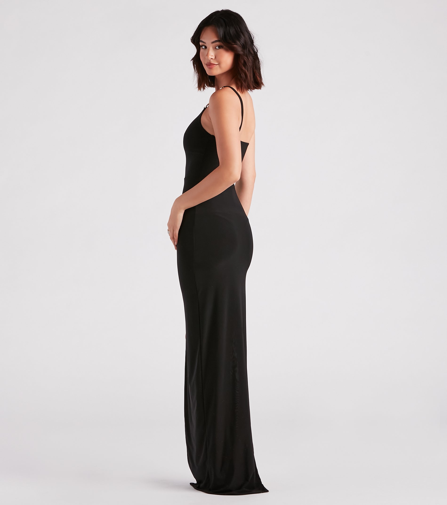 Ellen Formal Rhinestone Strap Long Dress