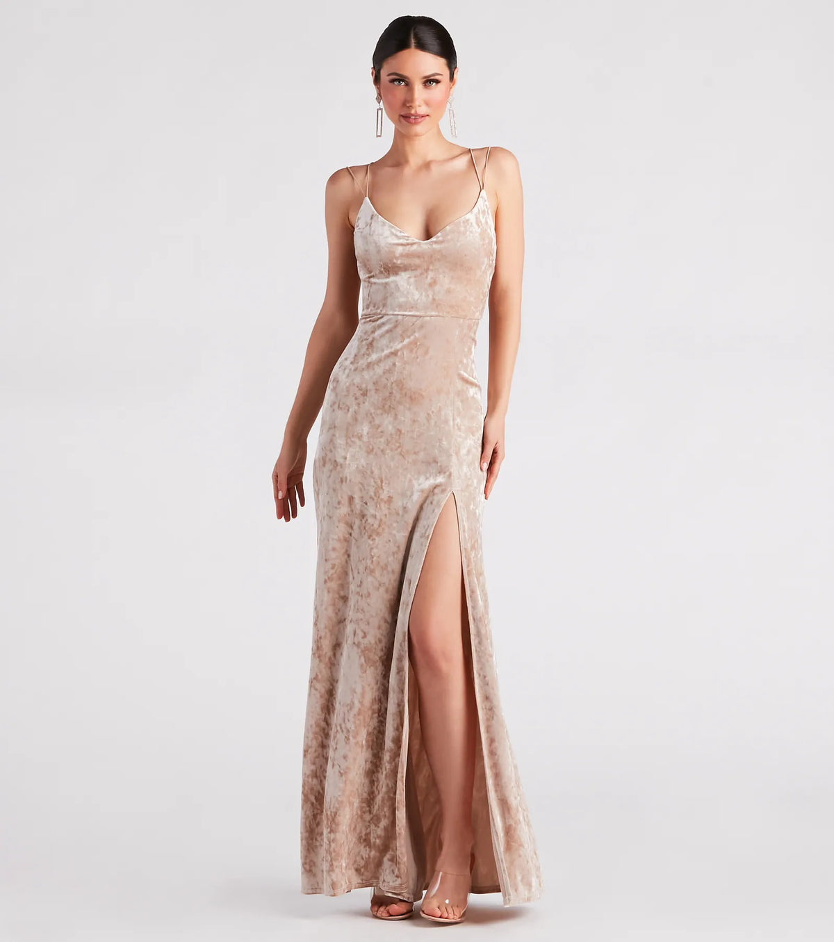 Samaria Formal Crushed Velvet Long Dress