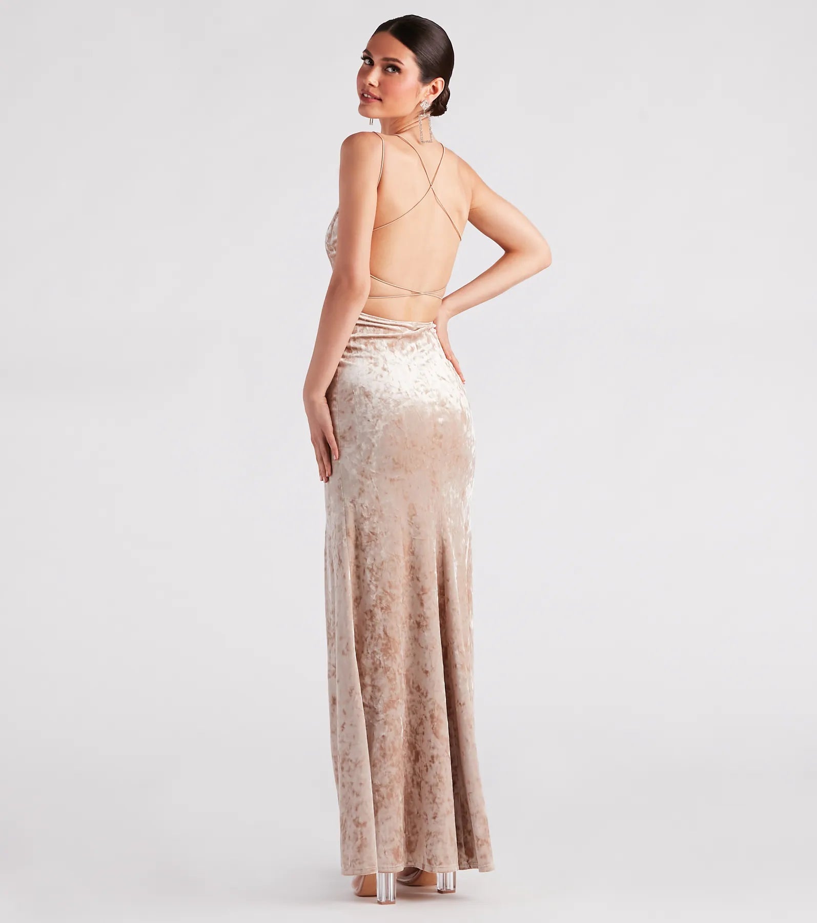 Samaria Formal Crushed Velvet Long Dress
