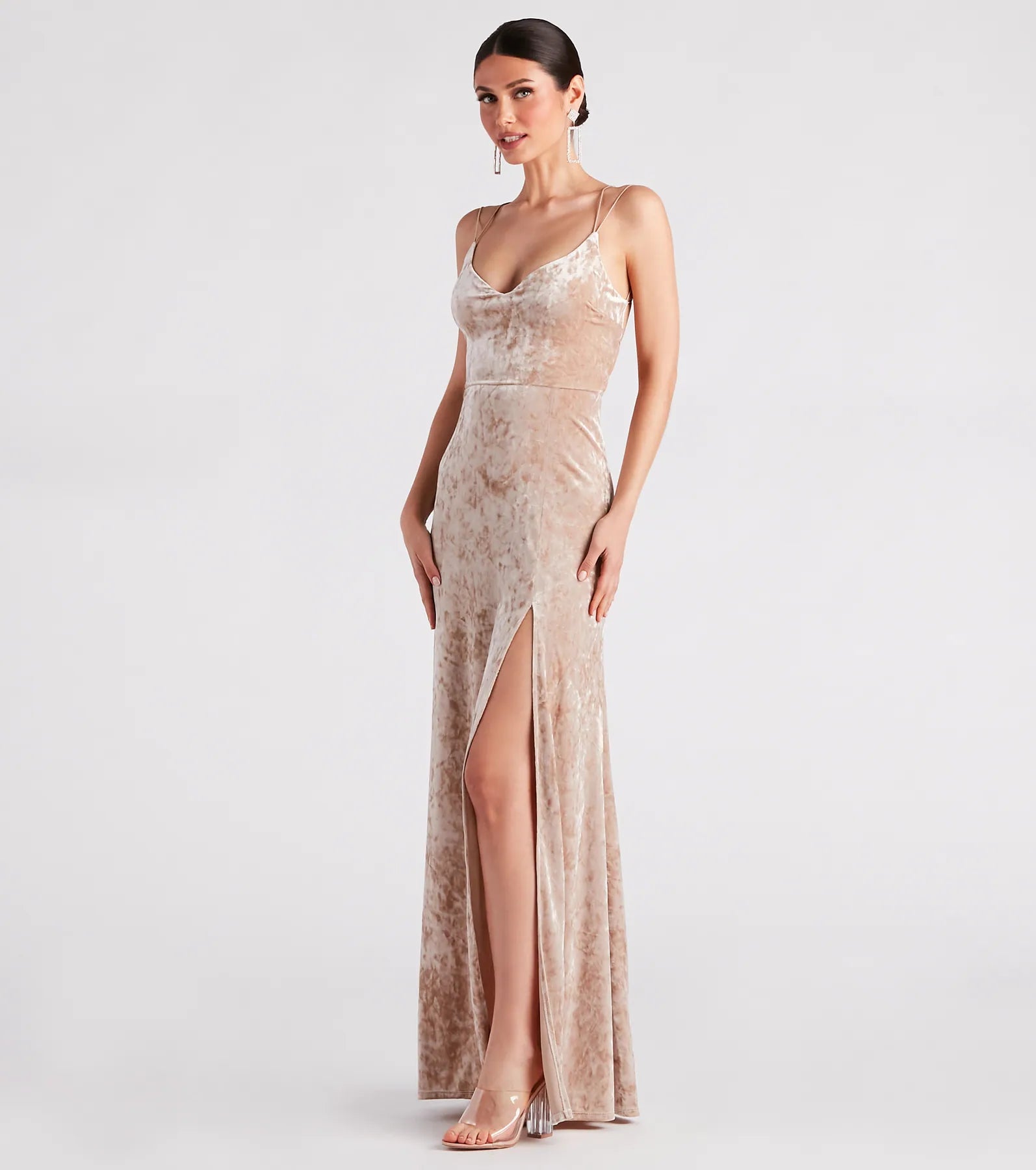 Samaria Formal Crushed Velvet Long Dress