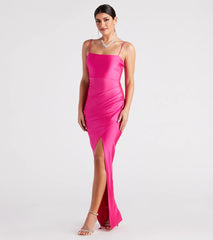 Margot Ruched Wrap-Front Formal Dress