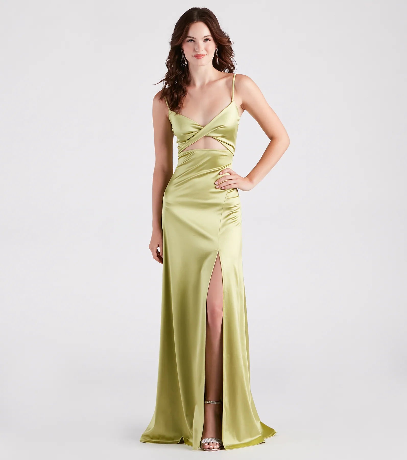 Maisy Cutout High Slit Satin Formal Dress