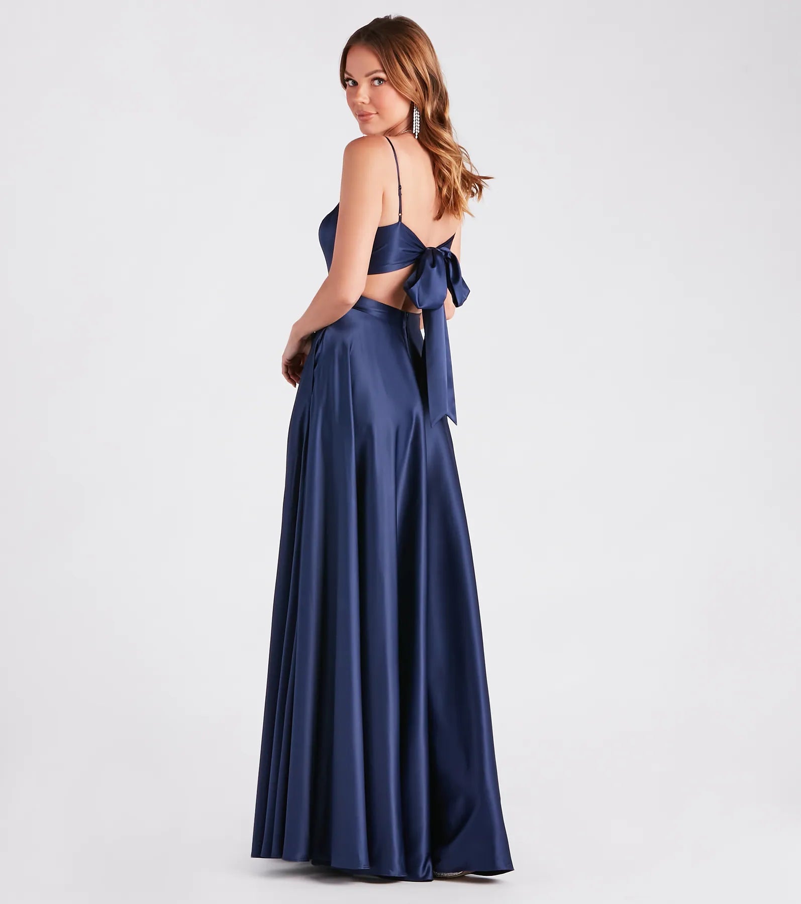 Emilie Satin Tie-Back A-Line Formal Dress