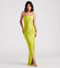 Denise Formal Square Neck Slit Dress