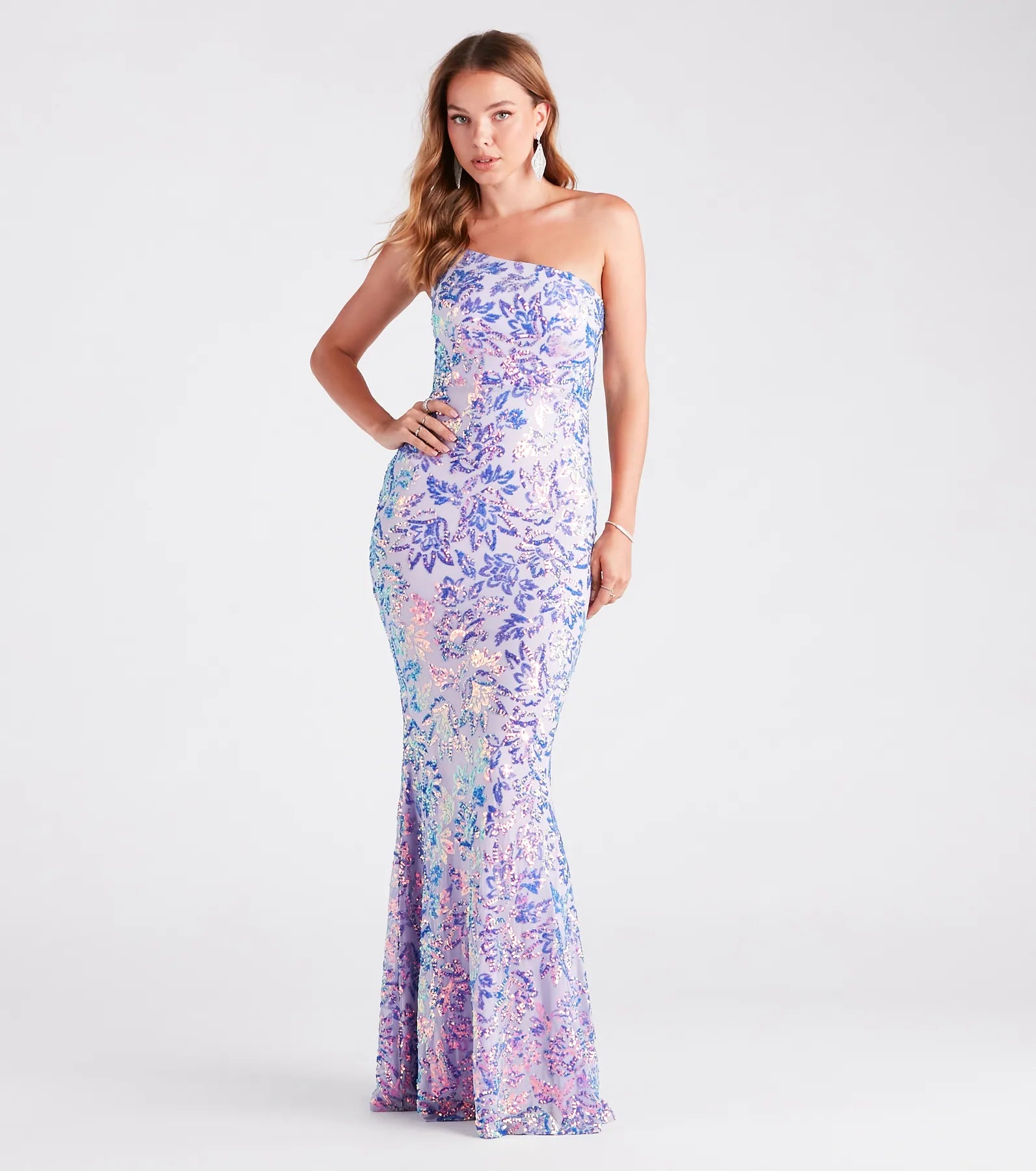 Meredith One-Shoulder Sequin Formal Dress