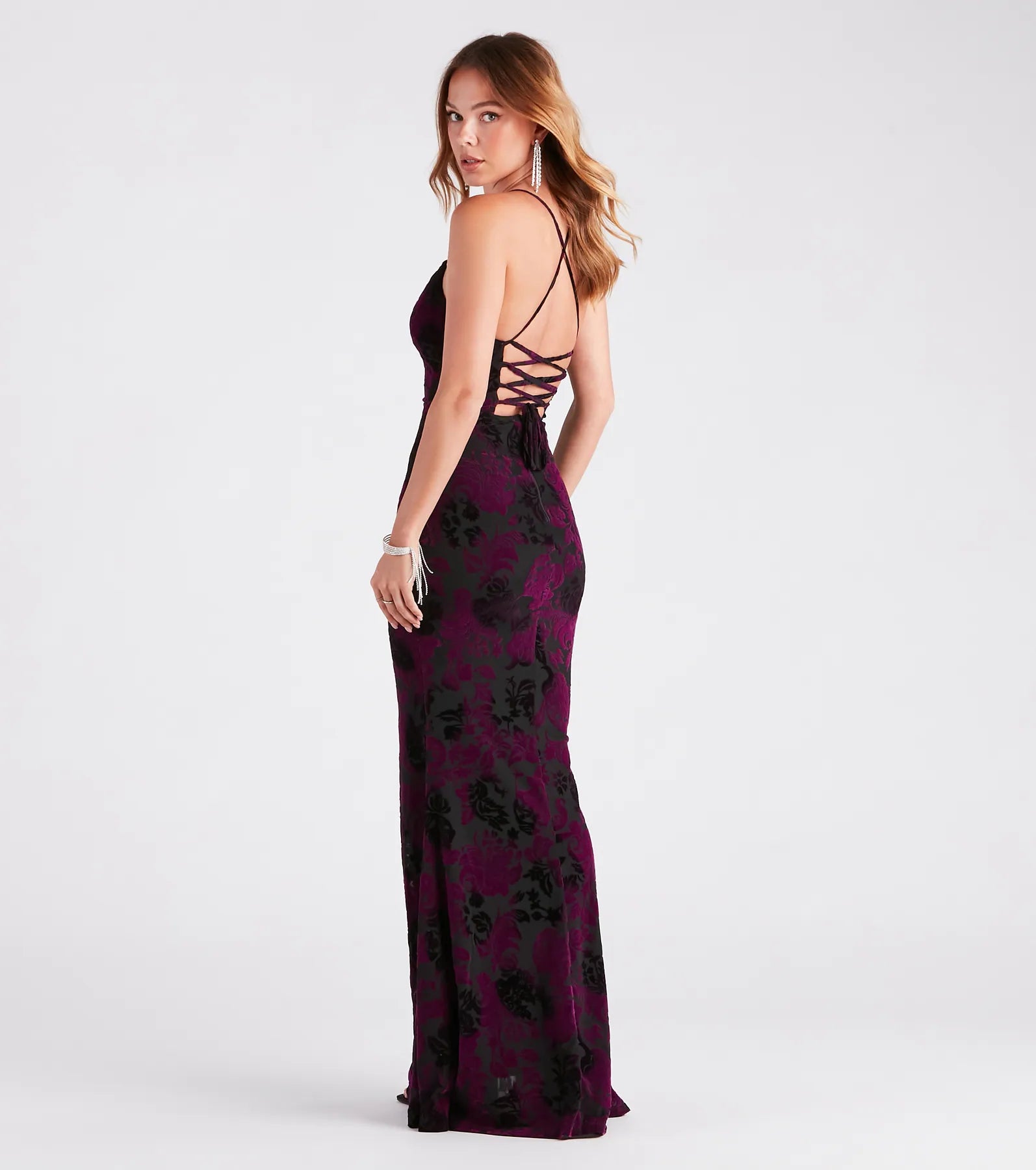 Eloise Formal Velvet Lace-Up Mermaid Dress