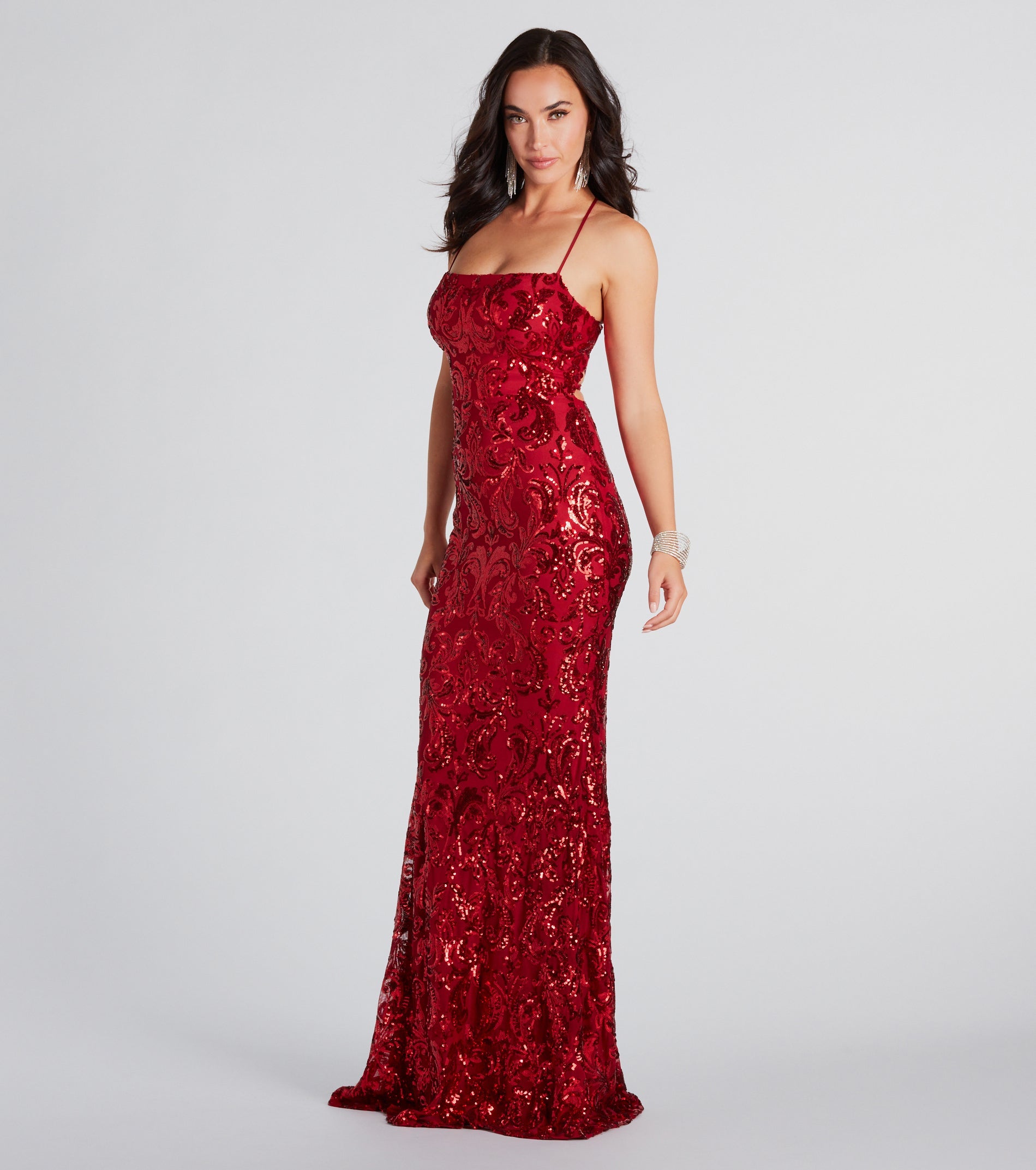 Lacie Formal Sequin Lace-Up Mermaid Dress