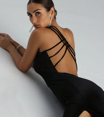 Lilian Formal Glitter Velvet Strappy Back Long Dress