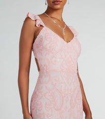 Estella V-Neck Column Long Sequin Formal Dress