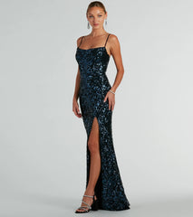 Tori Cowl Neck Mermaid Sequin Mesh Formal Dress