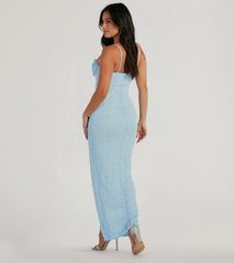 Klara Cowl Neck Faux Pearl Bead Column Dress