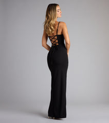 Samaria Lace Up Slim Crepe Formal Dress