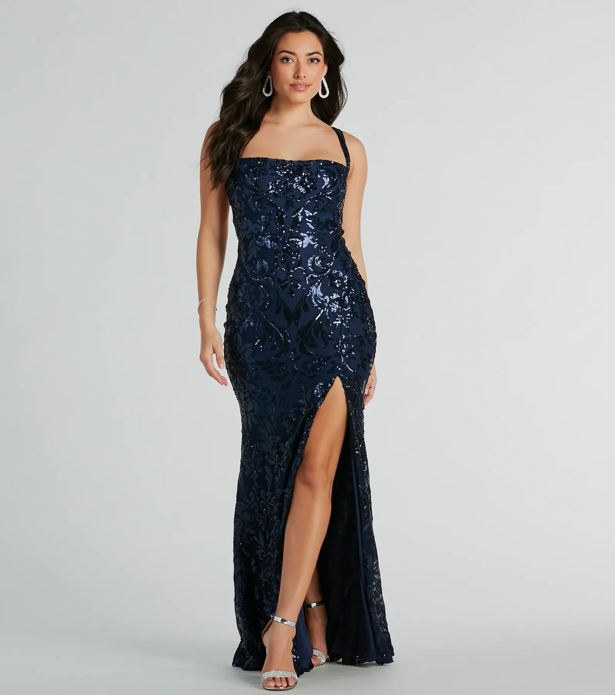 Moira Lace-Up Sequin Formal Dress